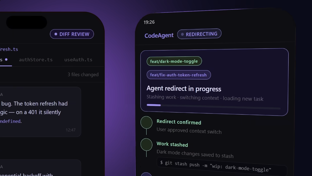 CodeAgent Mobile — drive your coding agent from your phone